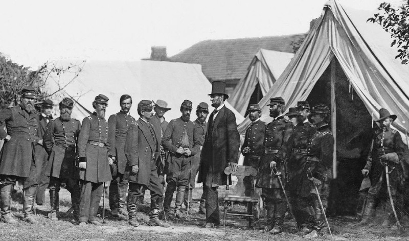 Lincoln, McClellan, Officers At Antietam