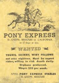 Image of First Westbound Pony Express rider leaves St. Joseph, Missouri