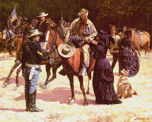 Image of Custer, 7th Cvlry leave Ft. Lincoln to force Indians onto reservations