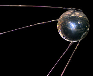 Image of Russians launch Sputnik 1 into space